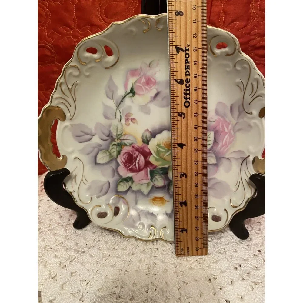 Vintage Arnart Eisenhower Porcelain Dish‎ with Gold Handles Double Arrows Japan